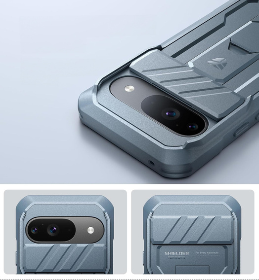 Etui pancerne do Google Pixel 9, Dexnor Full Body (Two Frames), niebieskie