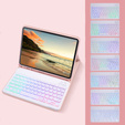 Etui z podświetlaną klawiaturą bluetooth do iPad 11" 2025 A16 (11 gen.) / iPad 10.9" 2022 (10 gen.), różowe