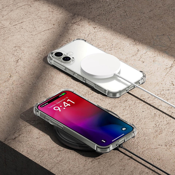 Etui do iPhone 16, Erbord Dropproof, przezroczyste + Szkło