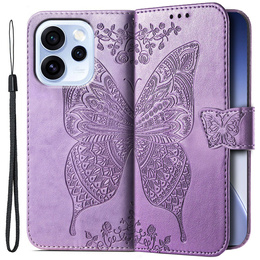 Etui z klapką do Oppo Reno 15 FS, Butterfly, fioletowe