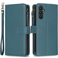 Etui z klapką do Samsung Galaxy A25 5G, Wallet Zipper Pocket, zielone