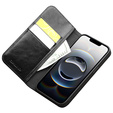 Etui z klapką do iPhone 16E, QIALINO Leather Wallet, czarne