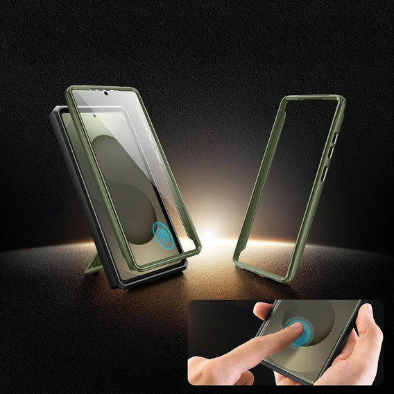 Etui do Samsung Galaxy S25 Ultra, Tongate MECH Series, Klips do paska, zielone