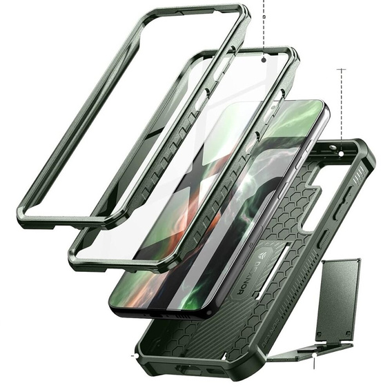 Etui pancerne do Samsung Galaxy S23, Dexnor Full Body (Two Frames), zielone