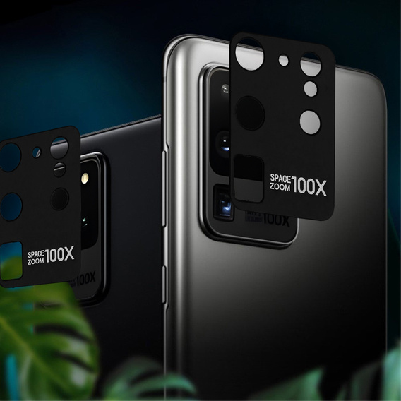 Metalowa Osłona + szkło na Aparat do Samsung Galaxy S20 Ultra - Black