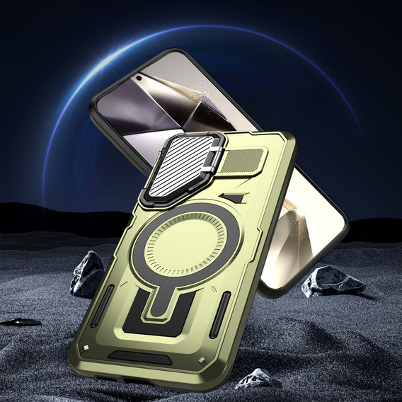 Etui do Samsung Galaxy S24 FE, Military MagSafe with camera protection, zielone