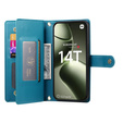 Etui z klapką do Xiaomi 14T, Wallet Zipper Pocket, niebieskie
