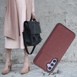 Etui skórzane do Samsung Galaxy A25 5G, Obudowa Lychee leather Case, bordowe + Szkło 9H