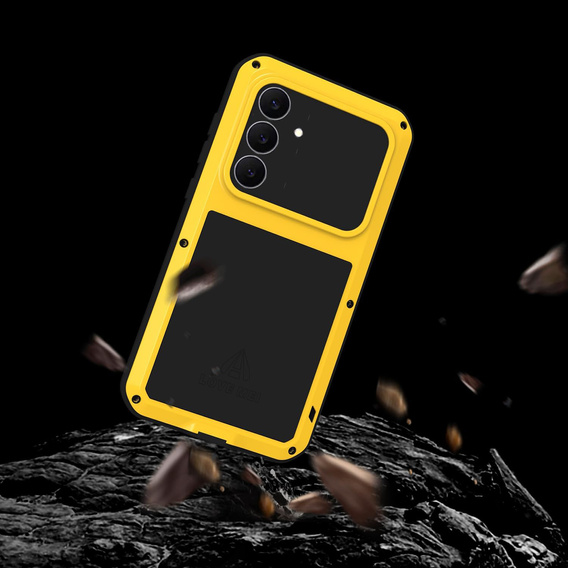 Etui Love Mei do Samsung Galaxy S25 FE, pancerne ze szkłem, żółte