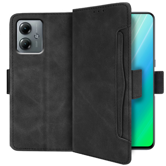 Etui z klapką do Motorola Moto G14, Card Slot, czarne