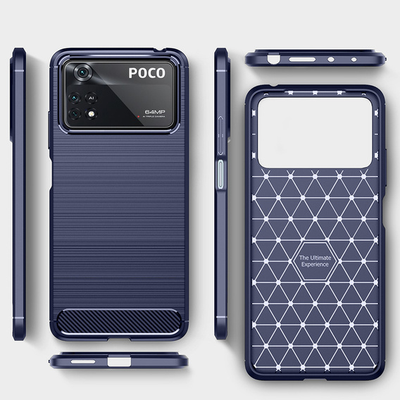 Etui do Xiaomi Poco X4 Pro 5G, Karbon, niebieskie