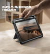 Etui Dexnor 360° do iPad mini 8.3" 2021 (6 gen.) / iPad mini 8.3" 2024 (7 gen.), z paskiem i miejscem na rysik - czarne