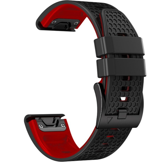 Pasek Silikonowy do Garmin Fenix 5/6/7 Forerunner 965/955/945/935 22mm, Czarny / Czerwony