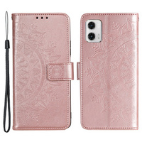 Etui z klapką do Motorola Moto G73 5G, Mandala, różowe rose gold