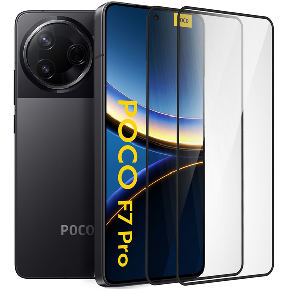 2x Szkło Hartowane do Xiaomi Poco F7 Pro, ERBORD 3D pełne, szybka na cały ekran