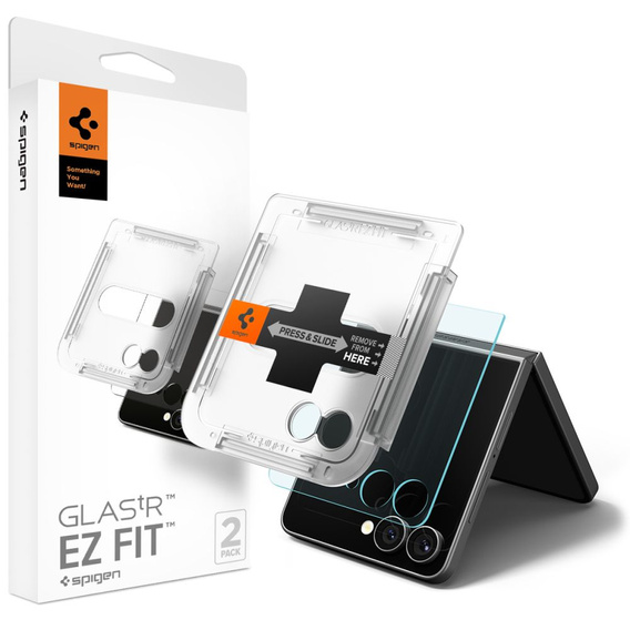 Szkło do etui + Aplikator Spigen Glas.tR EZ Fit HD 2-Pack do Samsung Galaxy Z Flip7