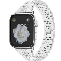 Bransoleta do Apple Watch 1/2/3/4/5/6/7/8/9/10/11/SE Ultra 1/2/3 42/44/45/46/49mm, Srebrna