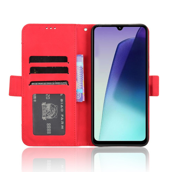 Etui z klapką do Xiaomi Redmi 14C / Xiaomi Poco C75, Card Slot, czerwone