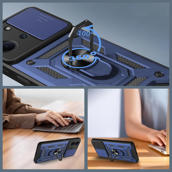 Etui pancerne do Xiaomi Redmi 15C 4G/LTE, CamShield Slide, niebieskie