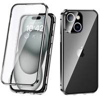 Etui do iPhone 15 Plus, Magnetic Dual Glass, czarne