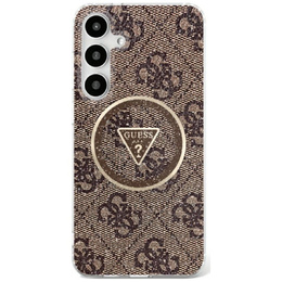 Etui GUESS do Samsung Galaxy S25 Ultra, Magnetic IML Metal Glitter 4G Circle Triangle, brązowe