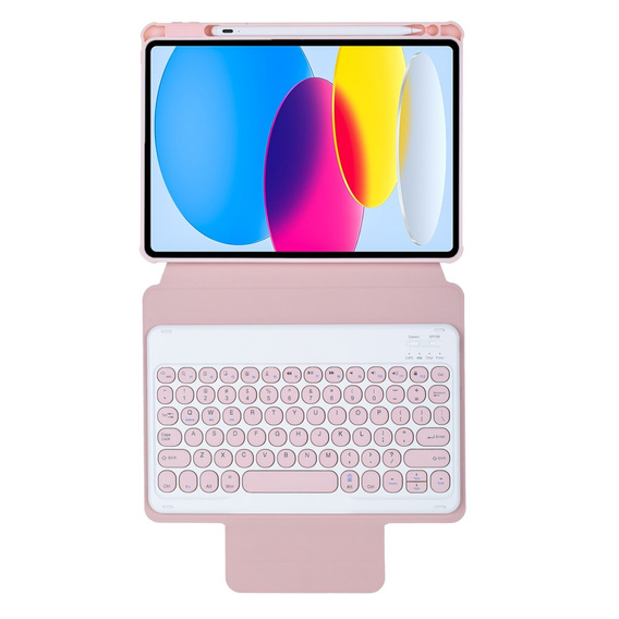 Etui z klawiaturą do iPad 11" 2025 A16 (11 gen.) / iPad 10.9" 2022 (10 gen.), Rotary 360° Leather, różowe rose gold