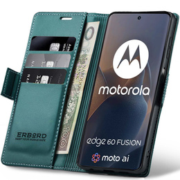 Etui do Motorola Edge 60 Fusion, ERBORD Glossy Litchi, portfel z klapką, zielone
