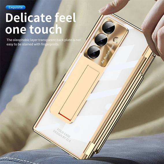 Etui do Samsung Galaxy Z Fold7 5G, z podstawką, złote
