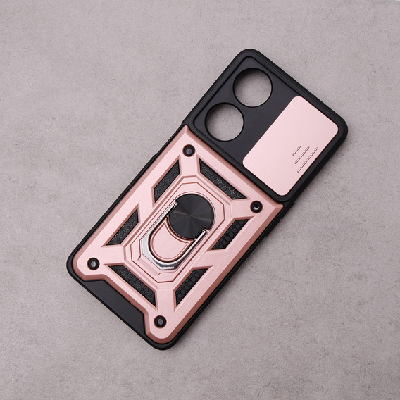 Etui pancerne do Oppo A98 5G, CamShield Slide, różowe rose gold