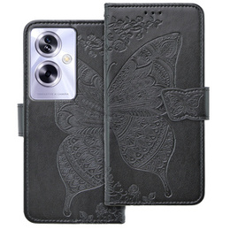Etui z klapką do Oppo A79 5G, Butterfly, czarne