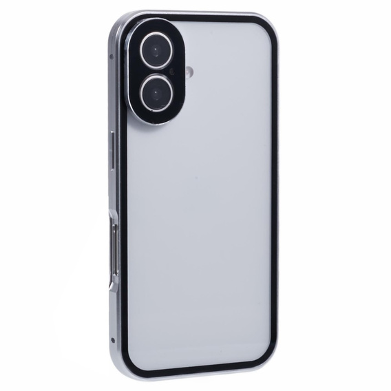 Etui do iPhone 16, Magnetic Dual Glass, srebrne