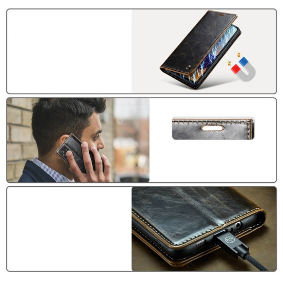 Etui z klapką CASEME do Samsung Galaxy A52/A52s, Waxy Textured, kawowe