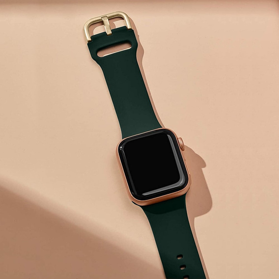 Pasek Silikonowy do Apple Watch 1/2/3/4/5/6/7/8/9/10/11/SE Ultra 1/2/3 42/44/45/46/49mm, Ciemnozielony