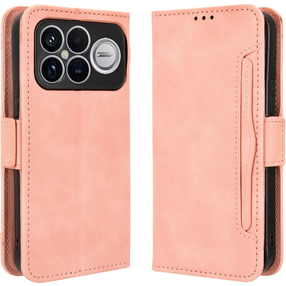 Etui z klapką do Xiaomi Poco F8 Ultra, Card Slot, różowe