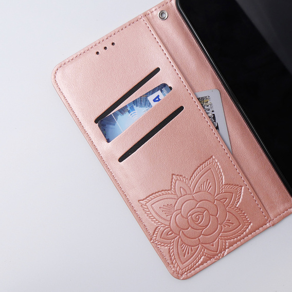 Etui z klapką do Xiaomi 13T / 13T Pro, Butterfly, różowe rose gold