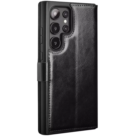Etui z klapką do Samsung Galaxy S25 Ultra, QIALINO Leather Wallet, czarne