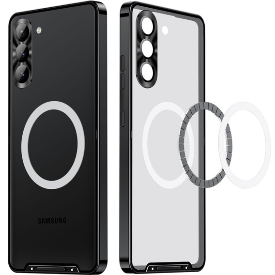 Etui z ochroną aparatu do Samsung Galaxy S24+ Plus, CamShield MagSafe, przezroczyste / czarne