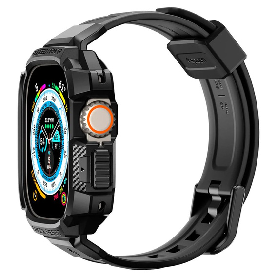Pasek z etui Spigen do Apple Watch Ultra 1/2/3 49mm, Rugged Armor Pro, Czarny