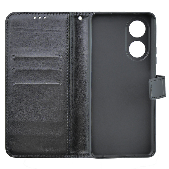 Etui z klapką do Oppo A58 4G, Crazy Horse Wallet, czarne