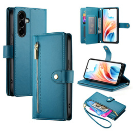 Etui z klapką do Samsung Galaxy A57 5G, Wallet Zipper Pocket, niebieskie