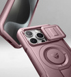Etui Dexnor do iPhone 15 Pro – magnetyczne, z przesuwaną osłoną aparatu - różowe