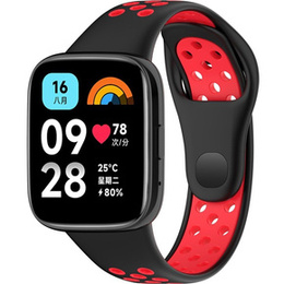 Pasek Silikonowy do Xiaomi Redmi Watch 3 Active, Czarny / Czerwony