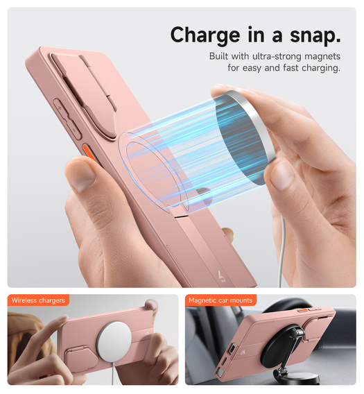 Etui do Samsung Galaxy S25 Ultra, Suritch Shockproof, do MagSafe, różowe