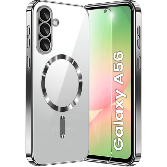 Etui do Samsung Galaxy A56 5G, Electro MagSafe, srebrne + Szkło na ekran