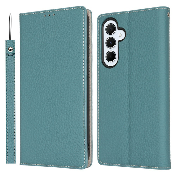 Etui z klapką do Samsung Galaxy S25+ Plus, Litchi Skin Grain, niebieskie