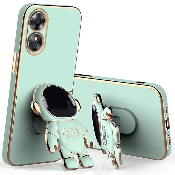 Zestaw Etui Electro do Oppo A17, Astronauta, Zielone + Szkło 9H