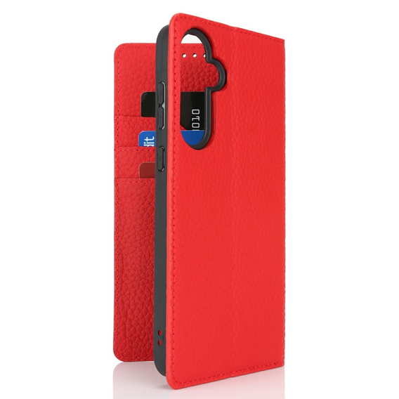 Etui z klapką do Samsung Galaxy S25+ Plus, Litchi Skin Grain, czerwone