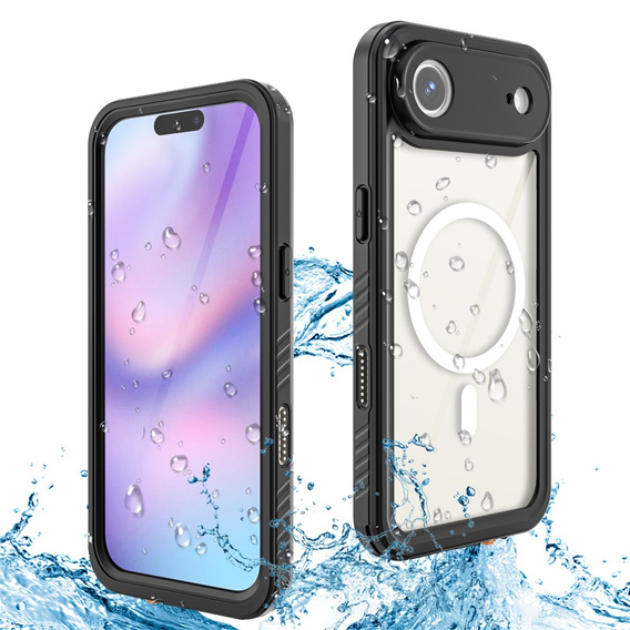 Etui Wodoodporne IP68 do iPhone Air, Redpepper, do MagSafe, przezroczyste z czarną ramką
