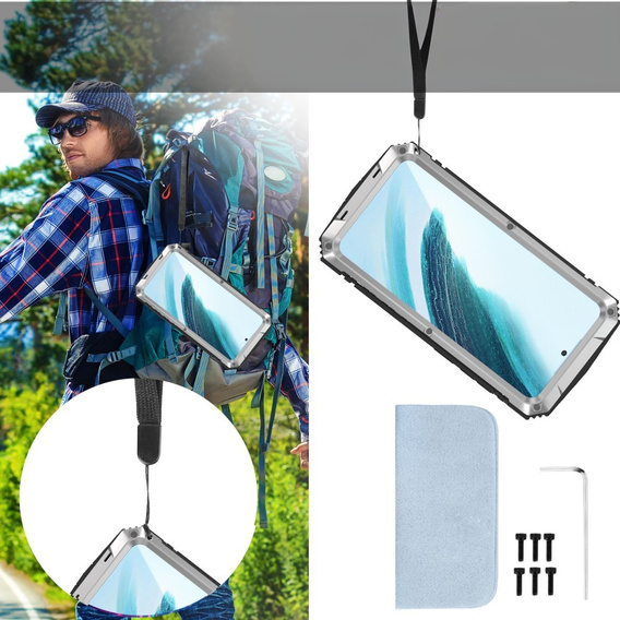 Etui pancerne do Samsung Galaxy S25+ Plus, R-JUST, srebrne