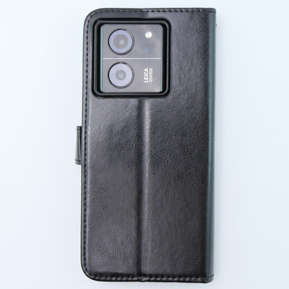 Etui z klapką do Xiaomi 13T / 13T Pro, Crazy Horse Wallet, czarne